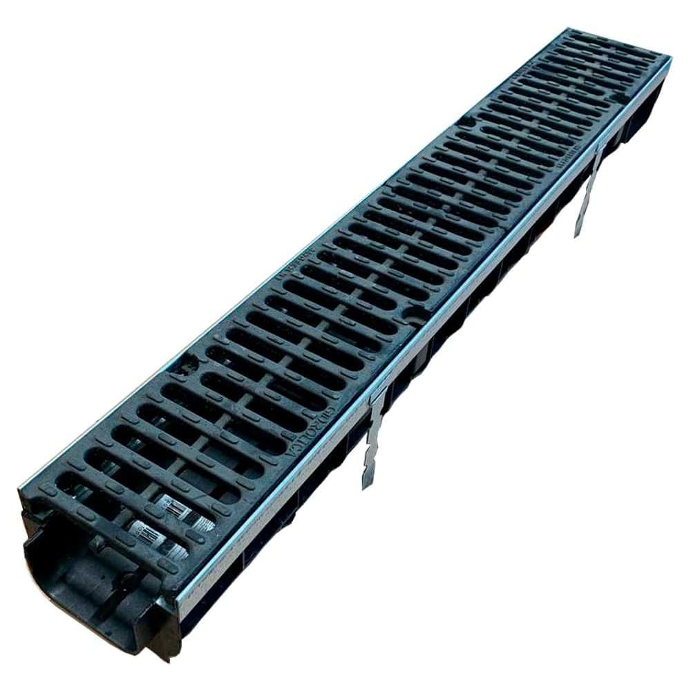 Лоток пластиковый Gidrolica Super DN100, h99 с решеткой чугунной класса D400 803109D