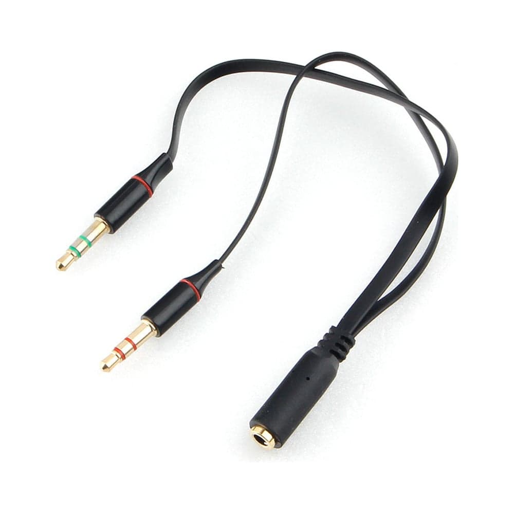 Аудио кабель Cablexpert Jack 3.5 4pin(F)/2х Jack 3.5(M), науш.и микроф, 0.2м. черн, кор CCAB-02-35F2M-0.2MB