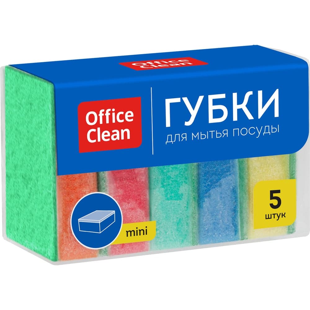 Губки для посуды OfficeClean поролон, 30 шт. с абразивным слоем 8*5.3*2.6см 281460