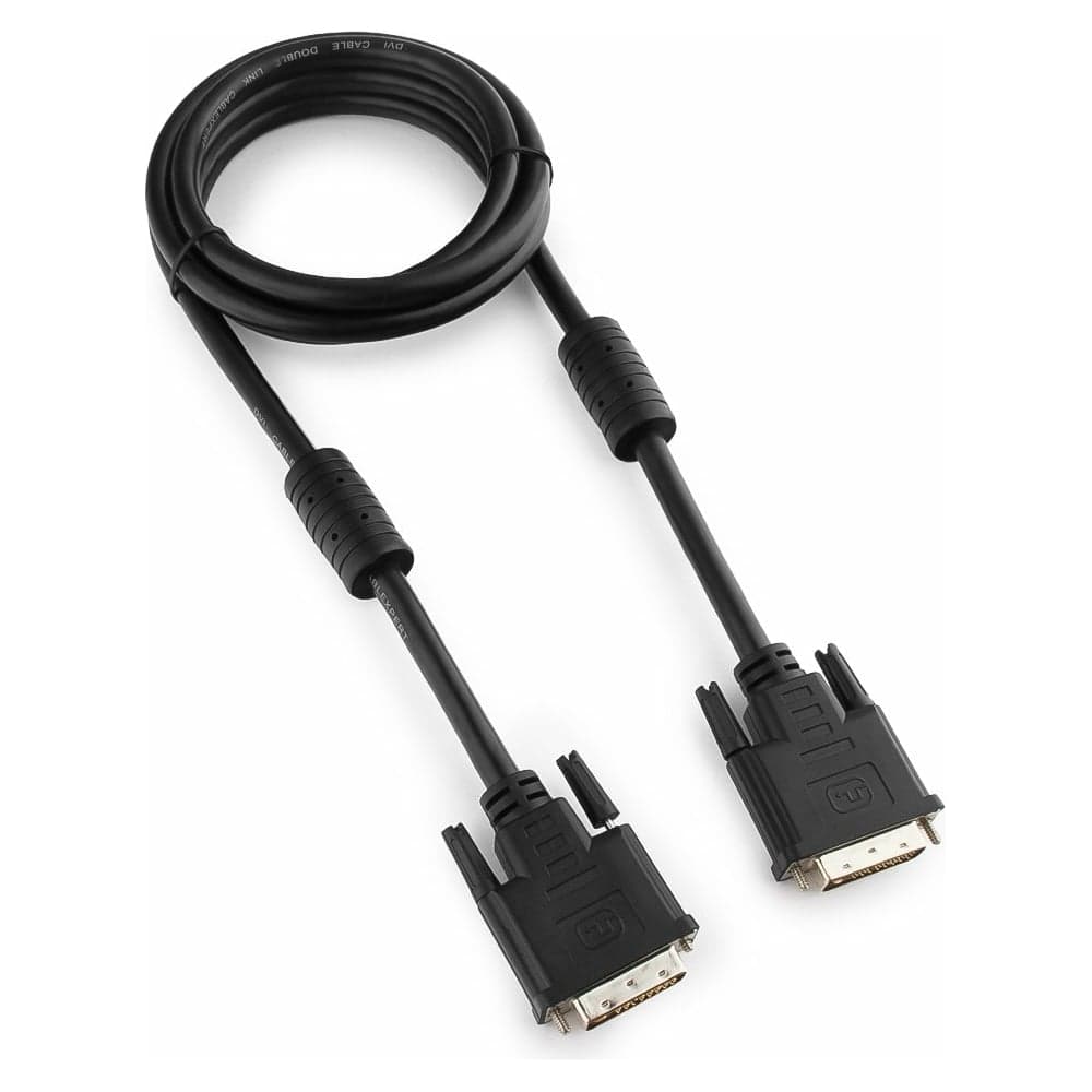 Кабель DVI-D Cablexpert single link, экранировка, ферритовые кольца, 1.8м, пакет, черный CC-DVI-BK-6 19M/19M