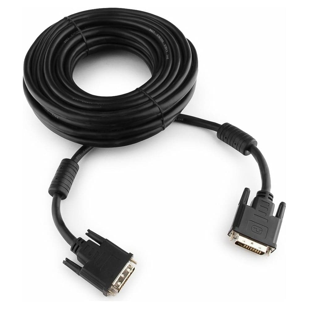 Кабель DVI-D Cablexpert dual link, экранировка, ферритовые кольца, 25M/25M, 10м, пакет, черный CC-DVI2-BK-10M