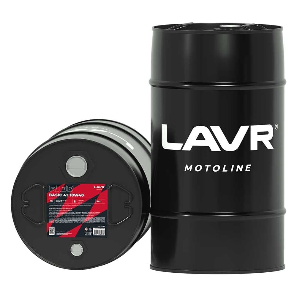 Моторное масло MOTO RIDE BASIC 4T 10W40 SL, 60 л LAVR Ln7850