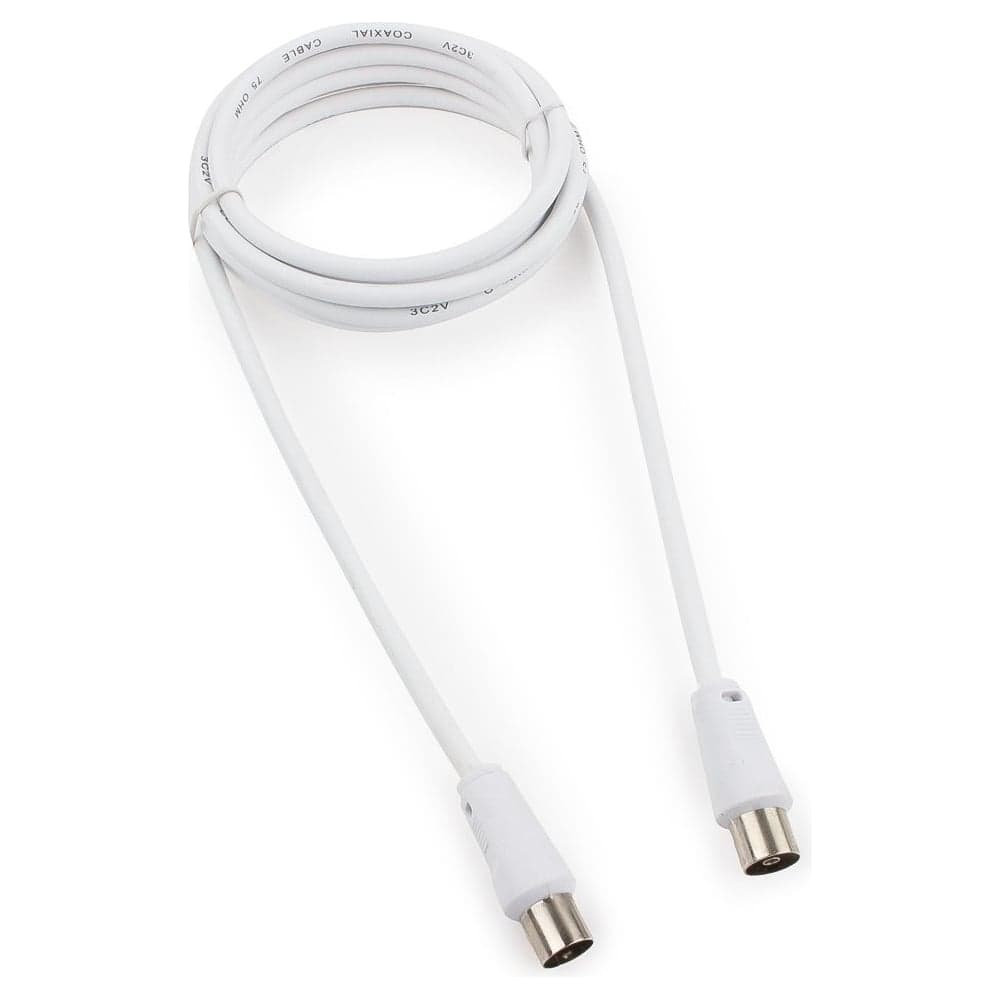 Телевизионный кабель Cablexpert Coaxial M/F 1.8 м белый CCV-515-W