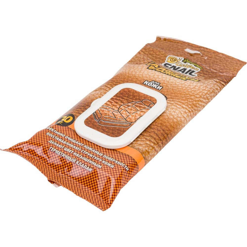 Автомобильные влажные салфетки для кожи Golden Snail GS0401