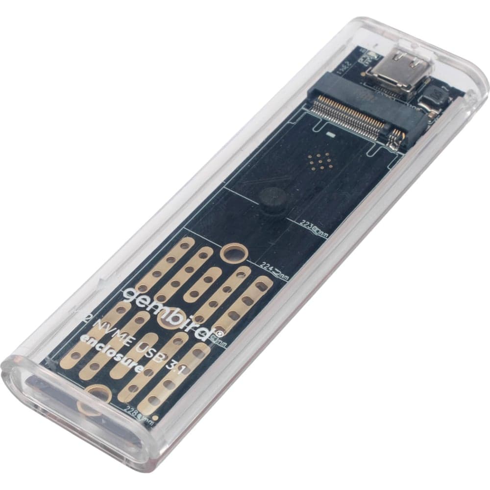 Внешний корпус Gembird USB 3.1 для M2 NVME, порт Type-С, пластик, прозрачный, EEM2-NVME-2
