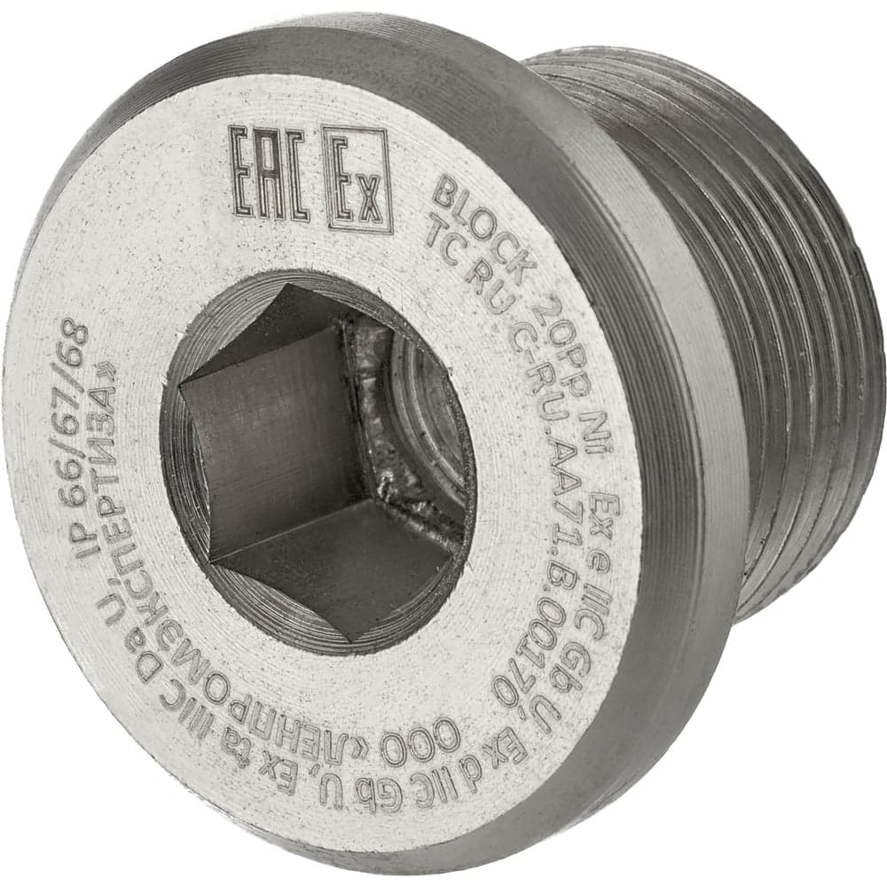 Заглушка BLOCK 20 Рр (никелированная латунь) под вн. шестигранник, М20x1,5 6g, 1Ex db IIC Gb X / 1Ex e IIC Gb X / Ex ta IIIC Da X, IP66/67/68 20 Рр Ni
