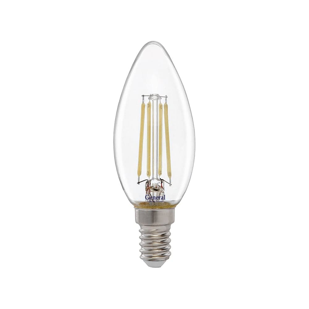 Светодиодная лампа General Lighting Systems Филамент прозрачный E14 7Вт 230В 490Лм 2700К Теплый белый свет Свеча GLDEN-CS-7-230-E14-2700 646500