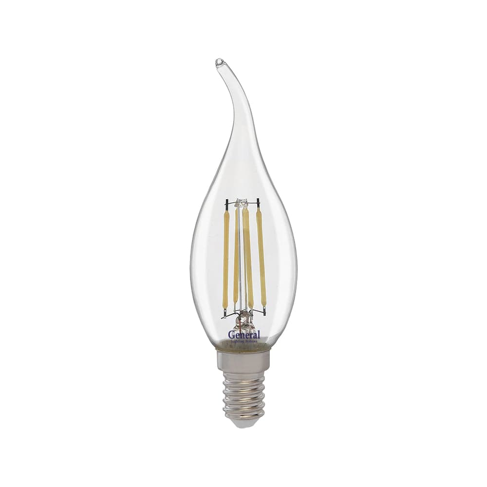 Светодиодная лампа General Lighting Systems Филамент прозрачный E14 12Вт 930Лм 4500К Нейтральный белый Свеча на ветру GLDEN-CWS-12-230-E14-4500 660328