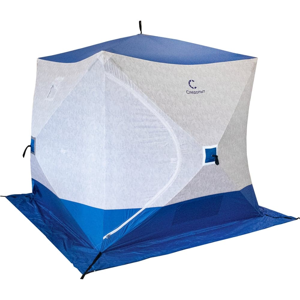 Палатка зимняя Следопыт куб 2.1x2.1 м, Oxford 210D PU 1000, S по полу 4.4 кв.м, синий/белый PF-TW-26