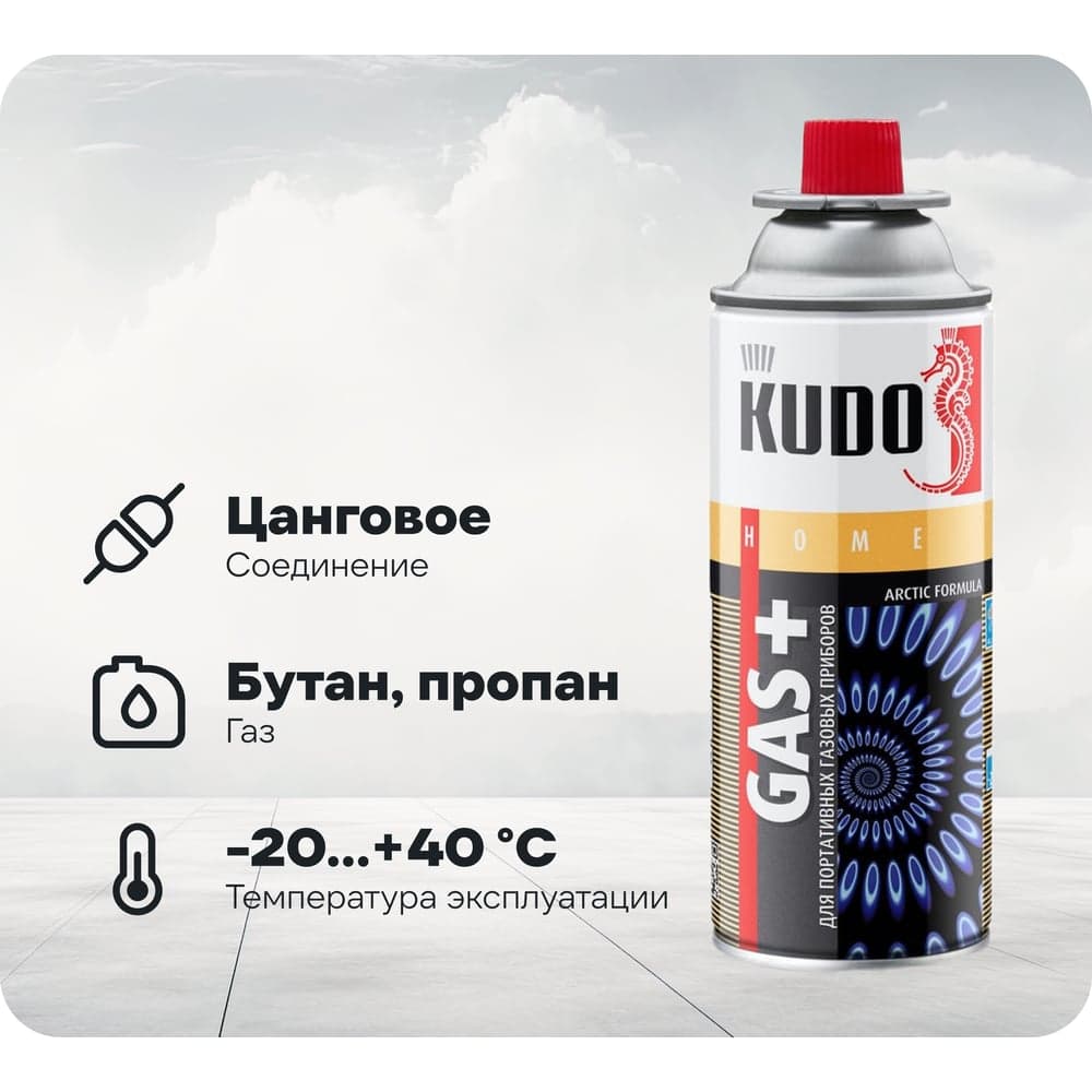 Газ универсальный для портативных газовых приборов KUDO 0.22 кг KU-H403