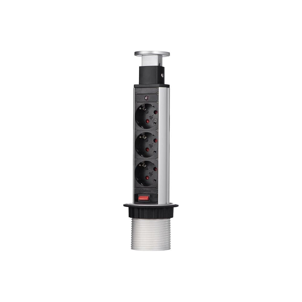 Механический блок розеток Mebax 105S 3 секции Серебро+Черный d60мм, 00-00001167