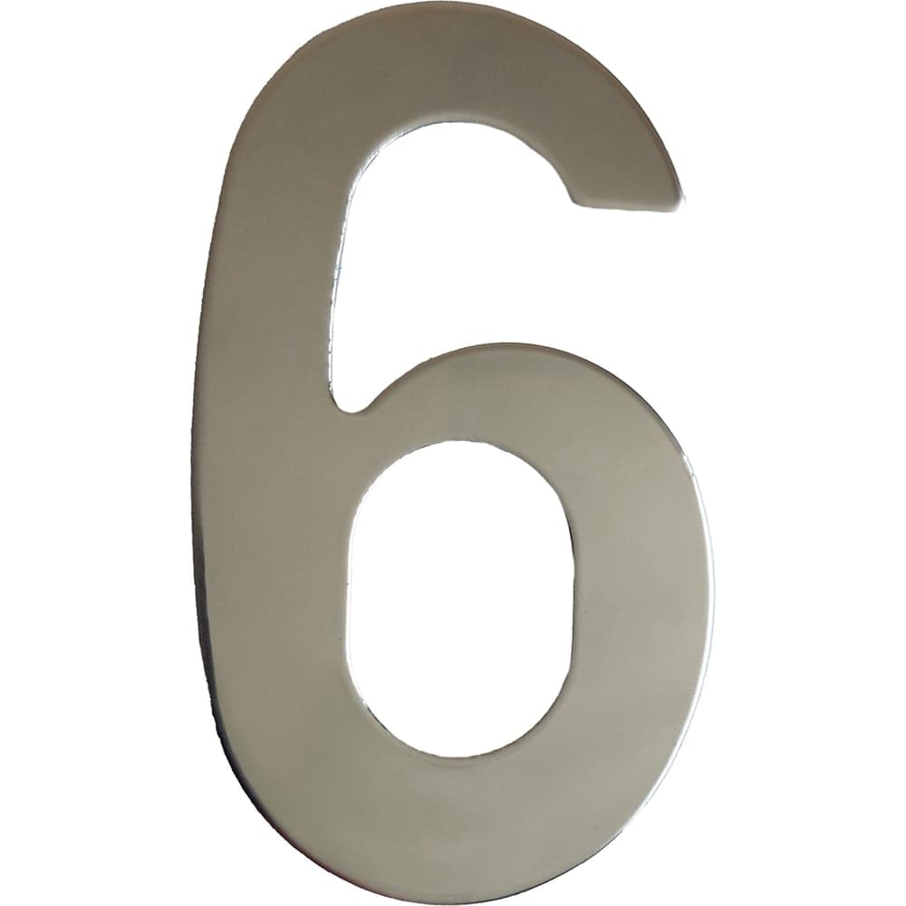 Самоклеящаяся цифра Скобяной малая, металлическая, хром, "6" 009853