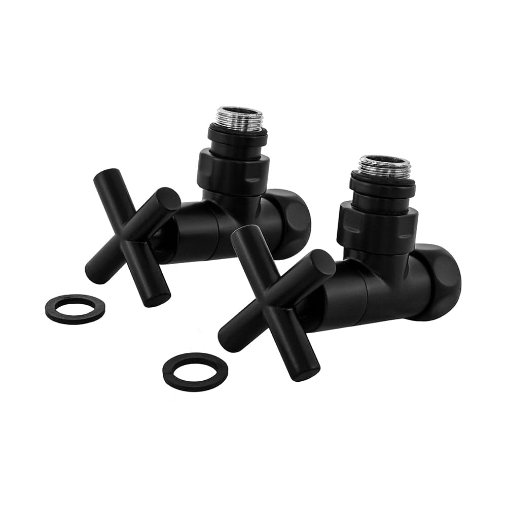 Кран-вентиль ENERGY угловой, ручка крест, 3/4"х1/2"г/ш черный матовый, пара УТ-УТ-01014