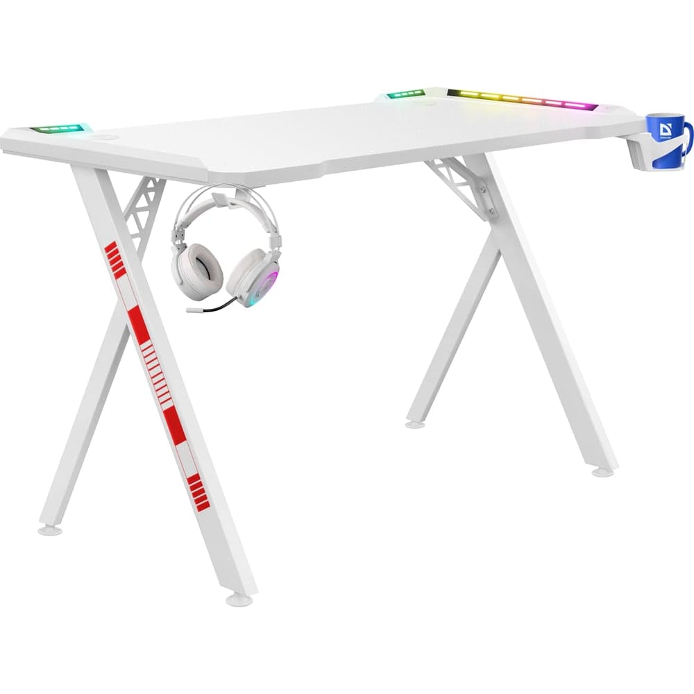 Игровой стол DEFENDER Foton RGB, подвес кружки+гарнитуры, белый 64308
