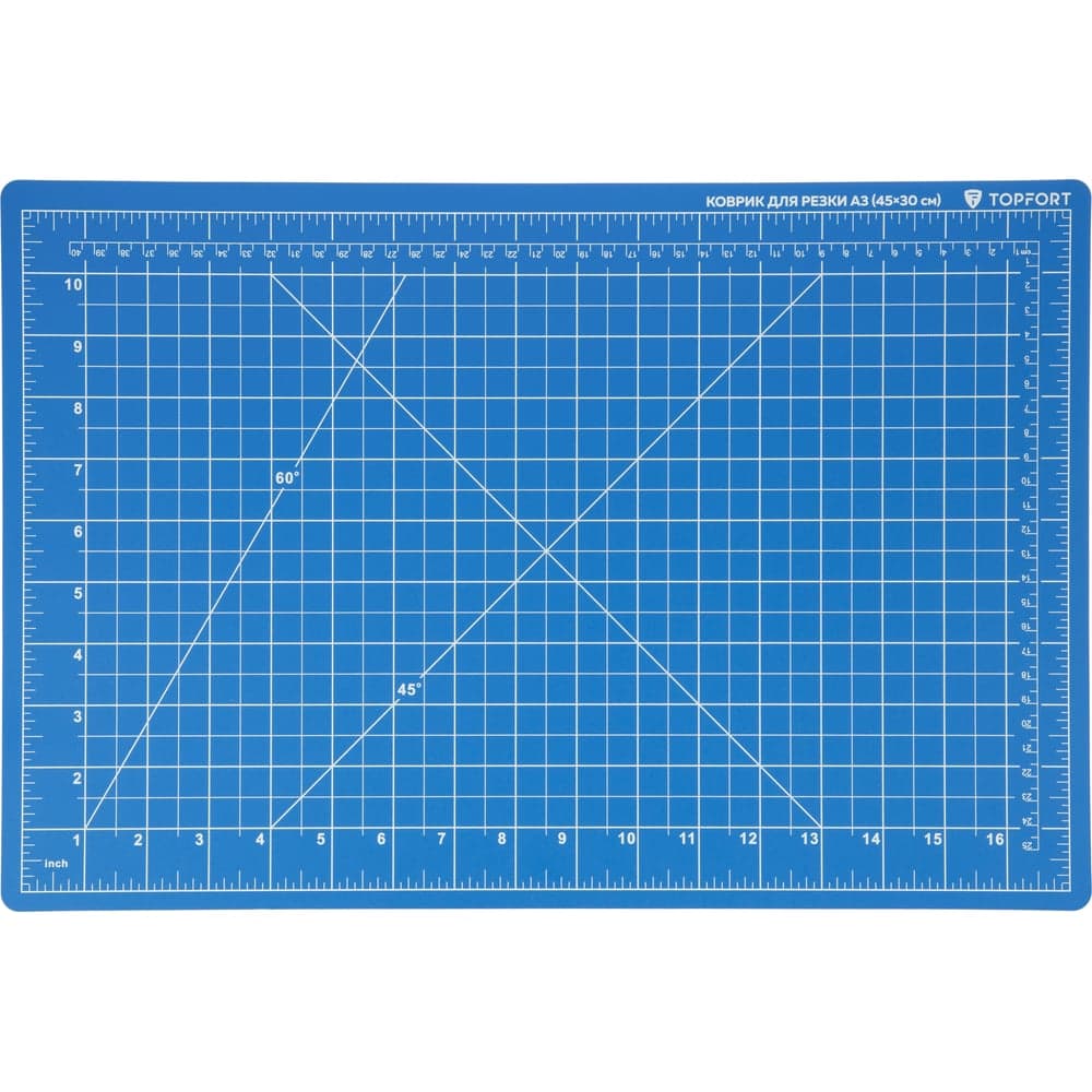Коврик для резки 5 ти-слойный А3 (45x30 см), 2х-сторонний, синий Topfort 1881510