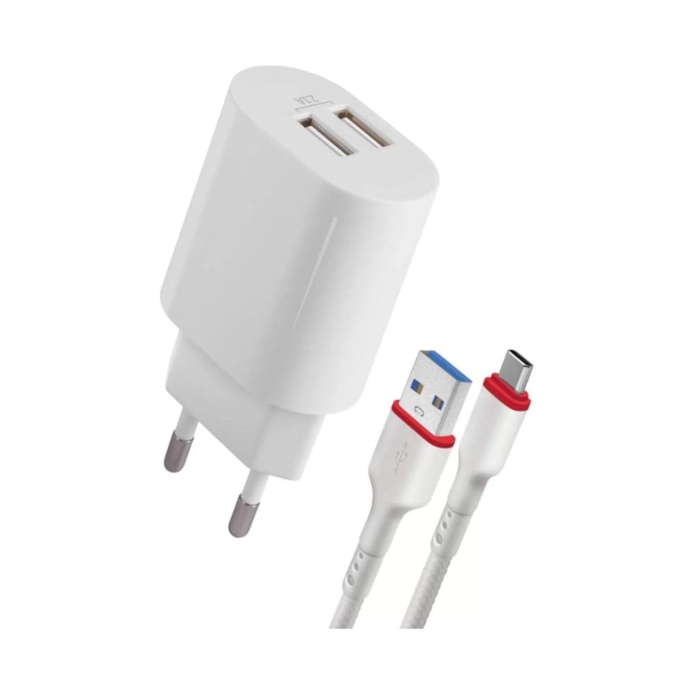 Сетевое зарядное устройство DEFENDER UPC-24 2xUSB, 5V/2.1А, кабель Type-C 83679