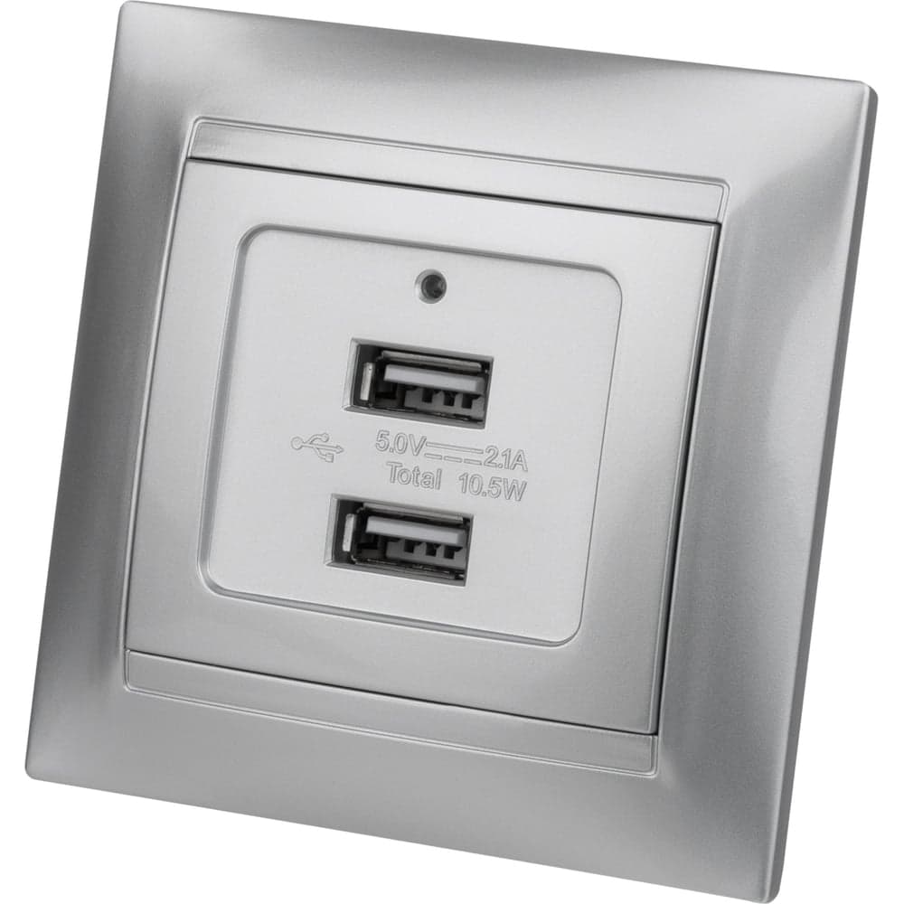 Розетка TDM ELECTRIC 2USB порт 2,1А 5В металлик "Лама" SQ1815-0241