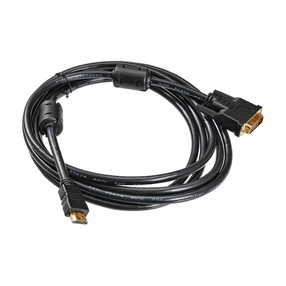 Кабель BURO HDMI (m) DVI-D (m) 3м (HDMI-19M-DVI-D-3M) ферритовые кольца 817225