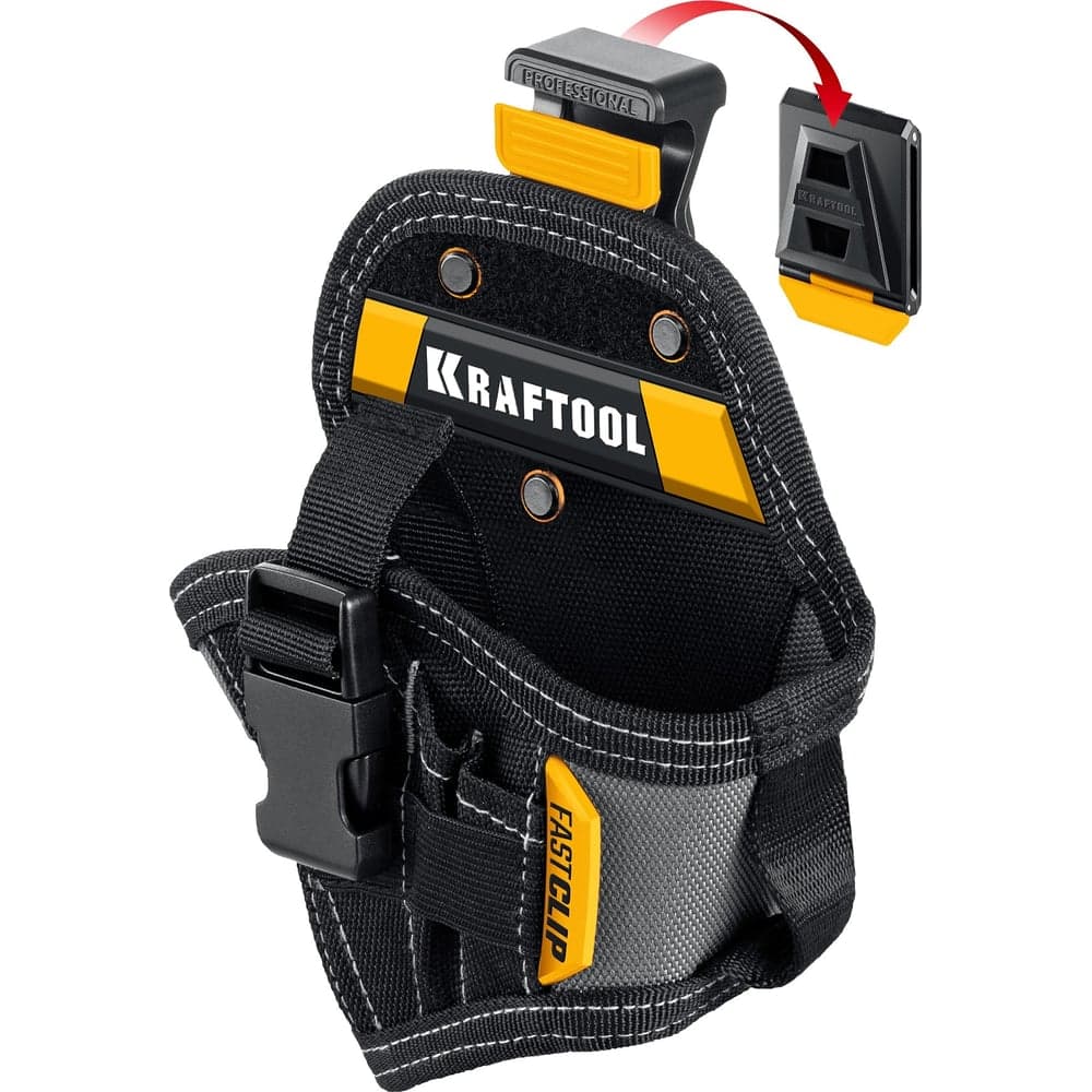 Кобура для компактного шуруповерта с быстросъёмным креплением KRAFTOOL FastClip KH-5C , 5 карманов и петель 38770