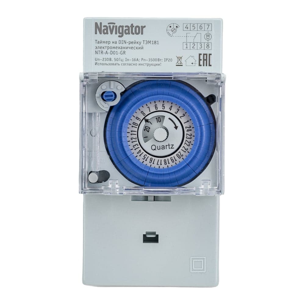 Таймер Navigator, NTR-A-D01-GR, на DIN-рейку, электромеханический 61560