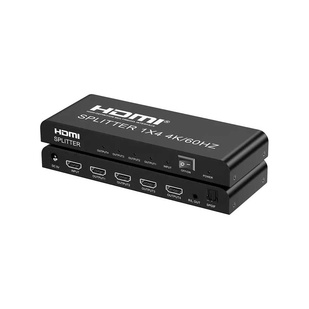 Сплиттер PALMEXX SPT-14V20 1HDMI-4HDMI, HDMI2.0, 4k/60Hz YUV 4:4:4 HDR, Audio Extractor PX/SPT-14V20
