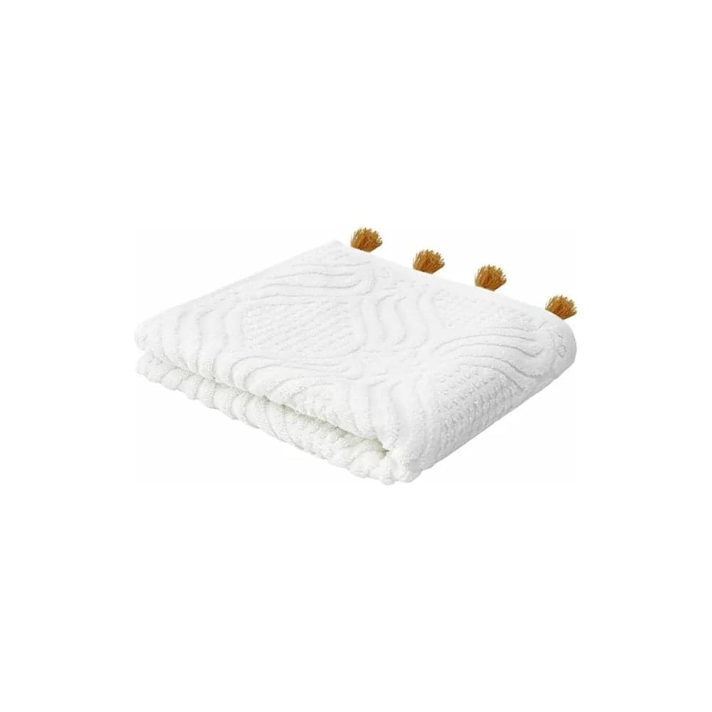 Полотенце для рук Tkano белое, с кисточками цвета карри, коллекция Essential, 50x90 см TK23-HT0004