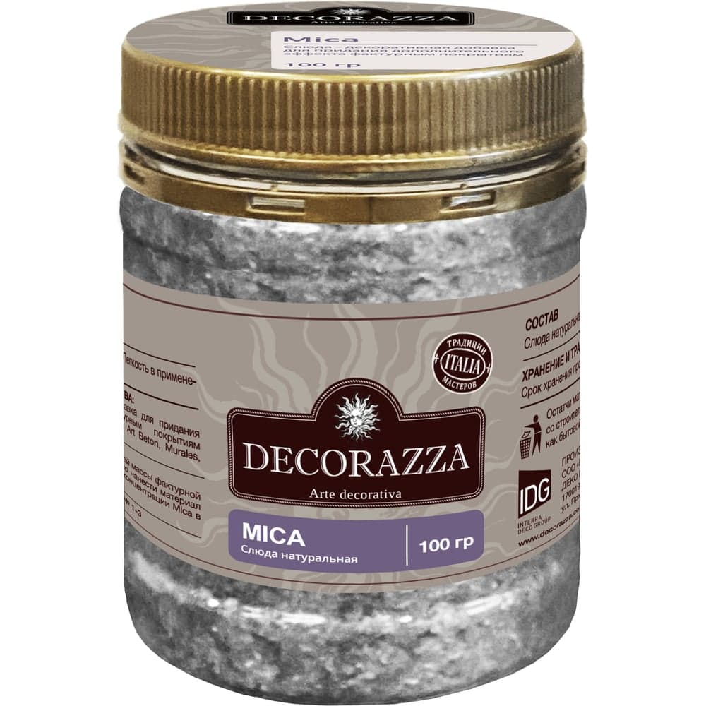Слюда - декоративная добавка для фактурных штукатурок DECORAZZA DEC MICA 100 г DMC-100