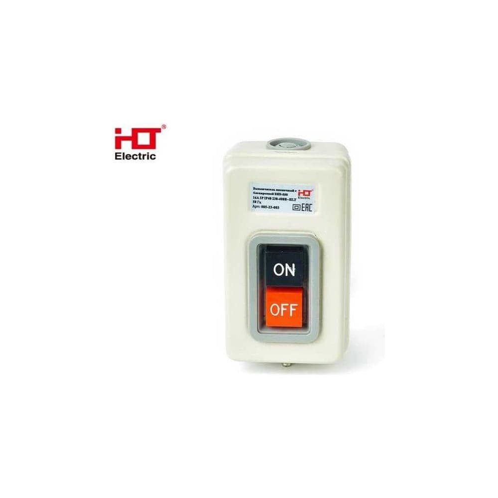Выключатель кнопочный с блокировкой HLT ВКБ-330 16А 3P IP40 085-23-03