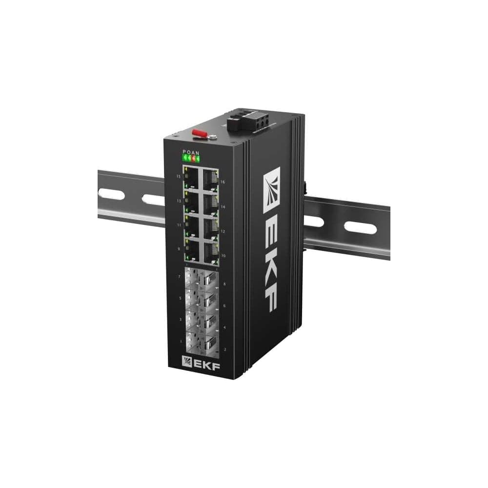 Промышленный неуправляемый коммутатор EKF U-8GX/SFP-8GT, 8 портов 1000Base-X SFP, 8 портов 10/100/1000Base-T(X) RJ45, монтаж на динрейку TSX TSX-U-8GX/SFP-8GT