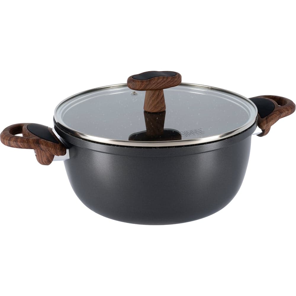 Кастрюля GIPFEL POLA 22x10.5 см/3.4 л, из прессованного алюминия, с индукционным дном, со стеклянной крышкой, с ручками, с покрытием Soft touch, 2.3 мм 2668