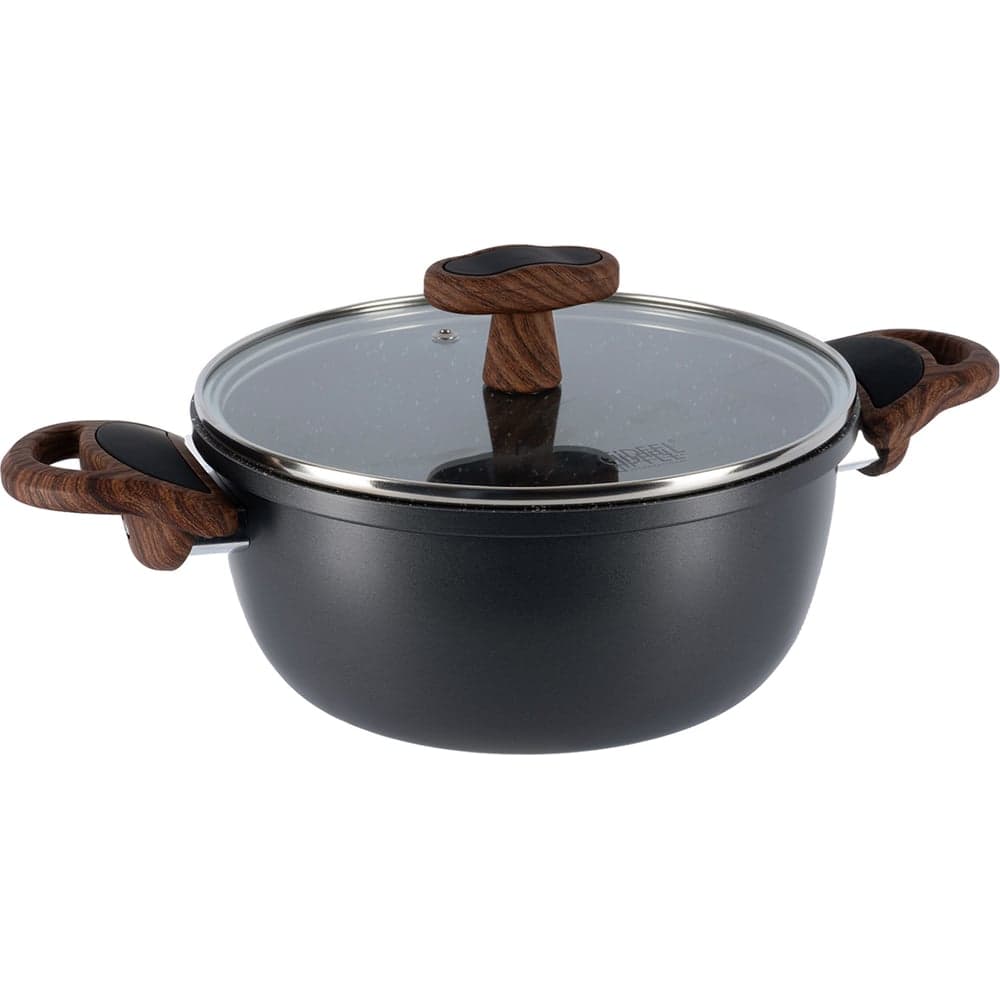 Кастрюля GIPFEL POLA 20x9.5 см/3 л, из прессованного алюминия, с индукционным дном, со стеклянной крышкой, с ручками, с покрытием Soft touch, 2.3 мм 2667