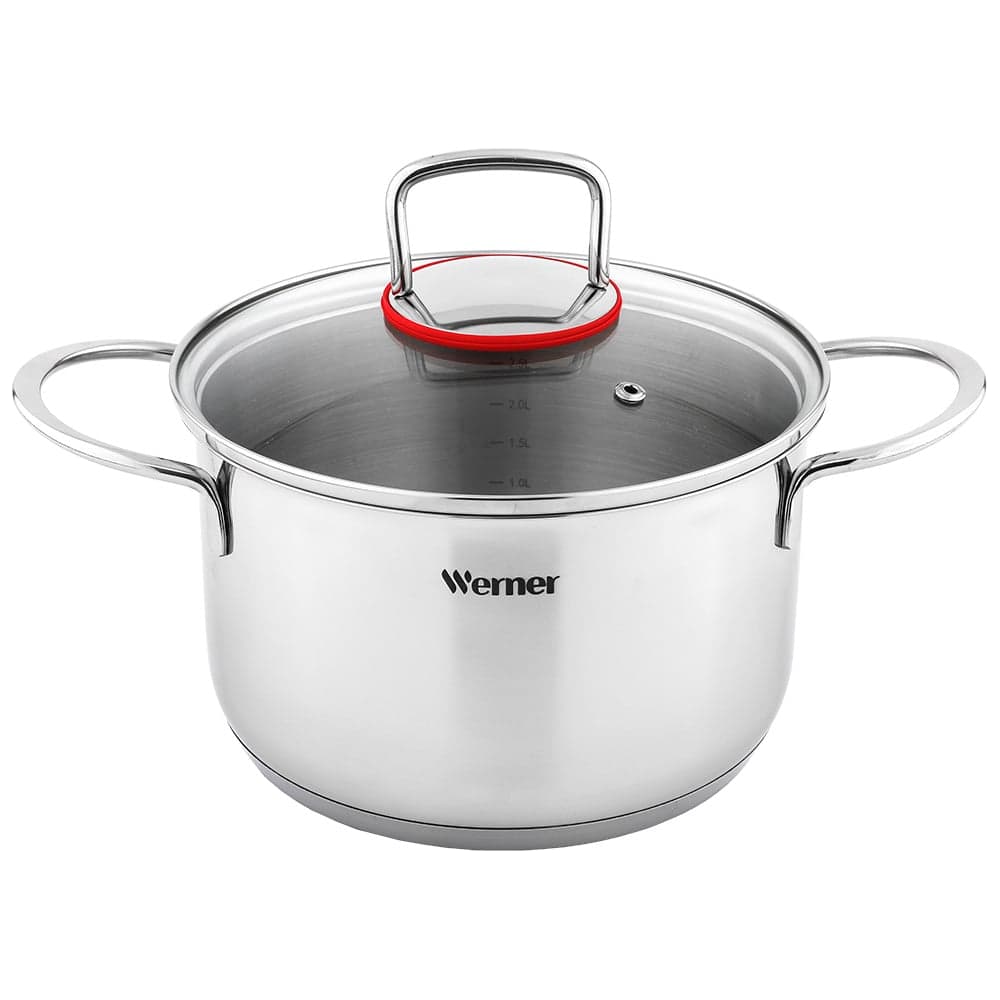Кастрюля WERNER COMO 20x11,5см/3,6л со стеклянной крышкой, с индукционным капсульным дном. Материал: нерж. сталь. Толщина: 0,5мм 50170