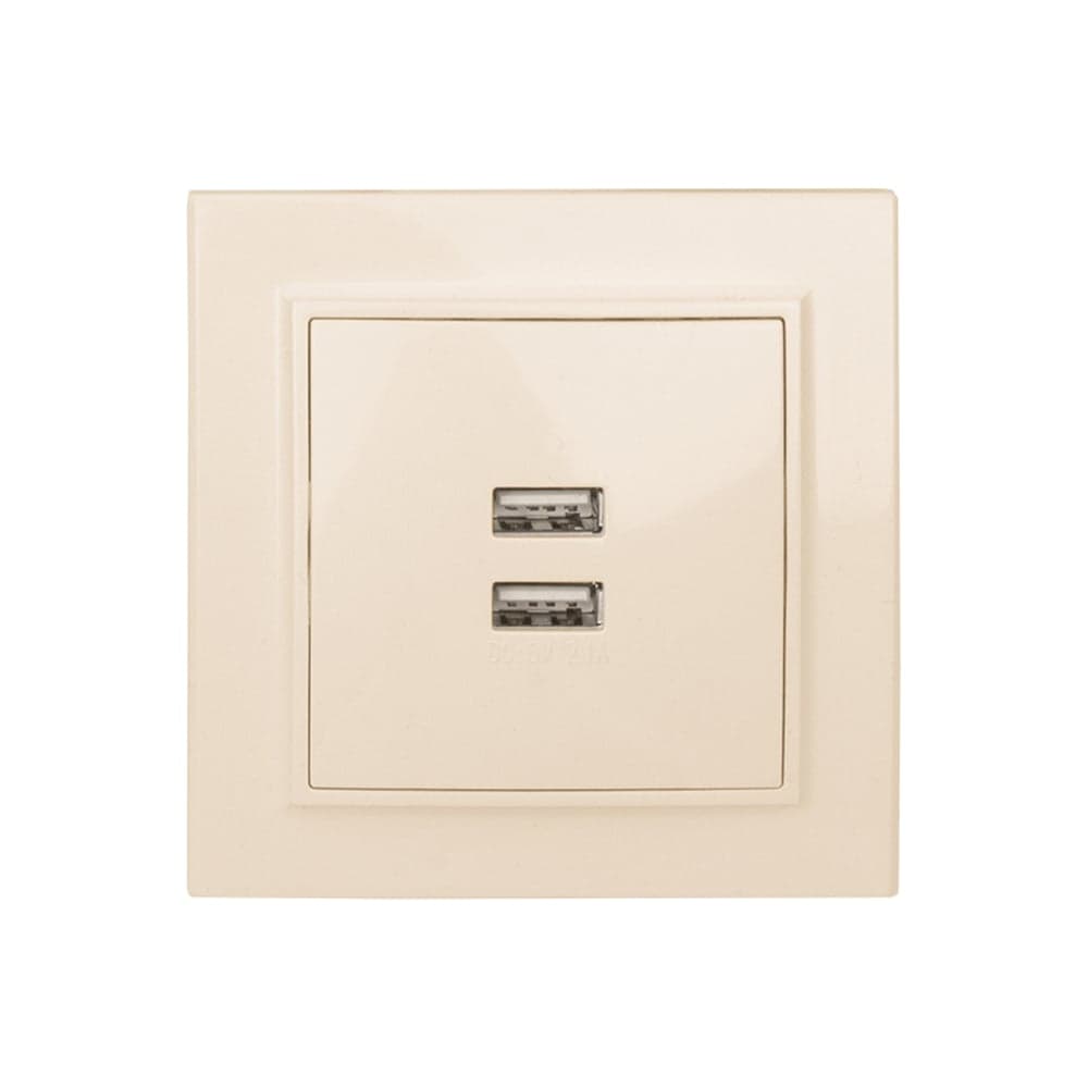 2-местная розетка USB EKF Минск СП 2,1А бежевая ERR-2USB-200