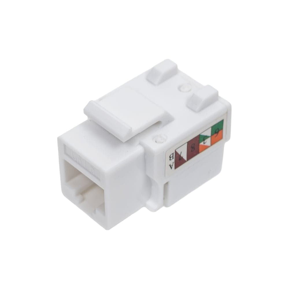 Модуль Keystone Jack RJ-45 CAT 6 неэкранированный 110 IDC тип 90 градусов, белый REXANT 02-0254