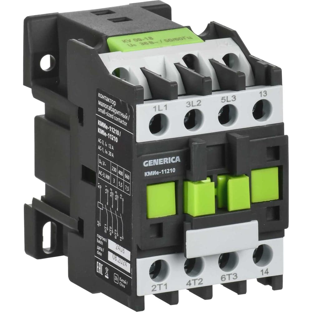 Контактор GENERICA КМИе-11210 12А 400В/АС3 1NO KKME11-012-400-10