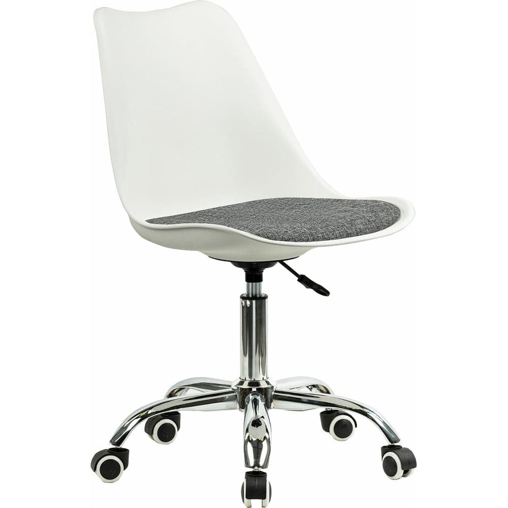 Кресло стул BRABIX Eames Mg-310 Ch, хром, пластик белый, ткань серая 532924