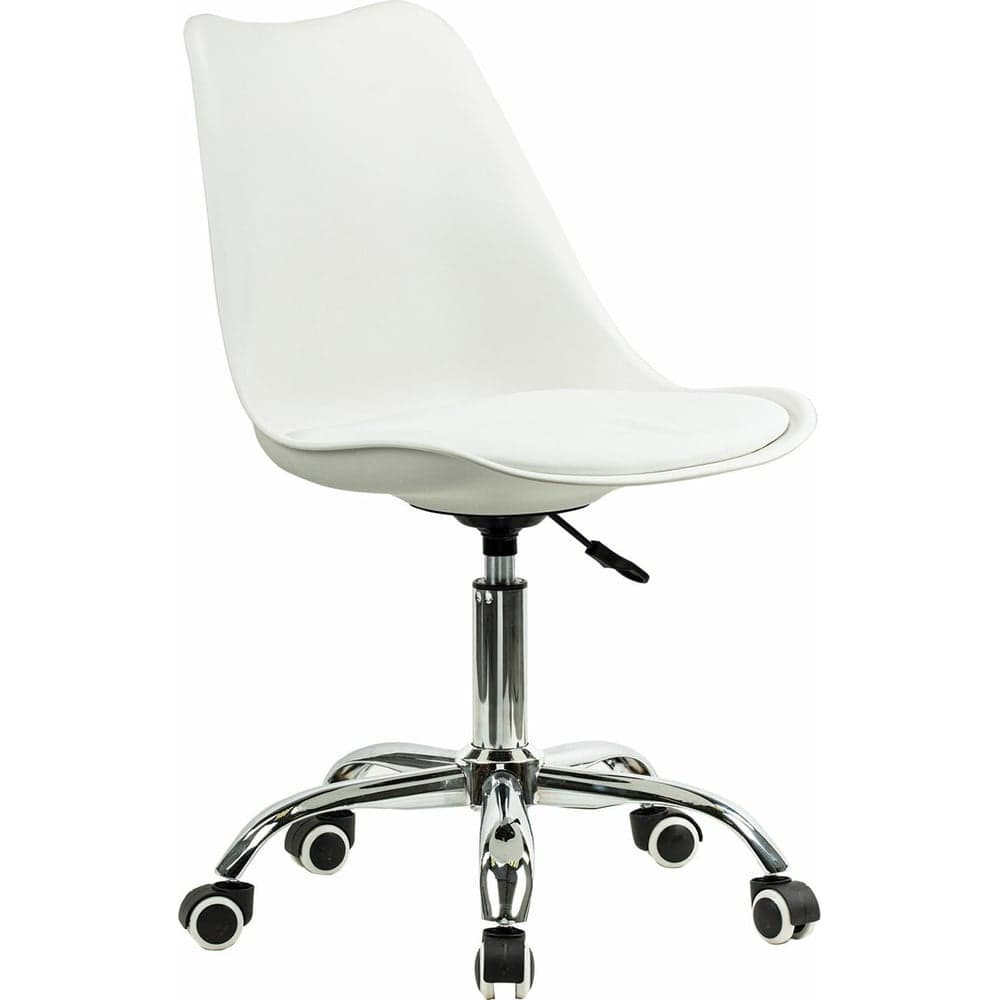 Кресло стул BRABIX Eames Mg-310 Ch, хром, пластик белый, экокожа белая 532923
