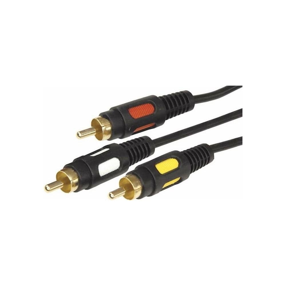 Аудио-видео шнур REXANT 3RCA-3RCA, 3 м, черный 17-0214