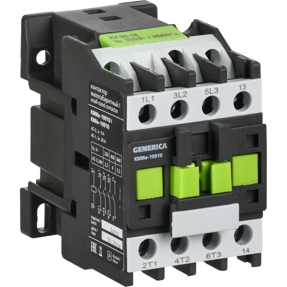 Контактор GENERICA КМИе-10910 9А 400В/АС3 1NO KKME11-009-400-10