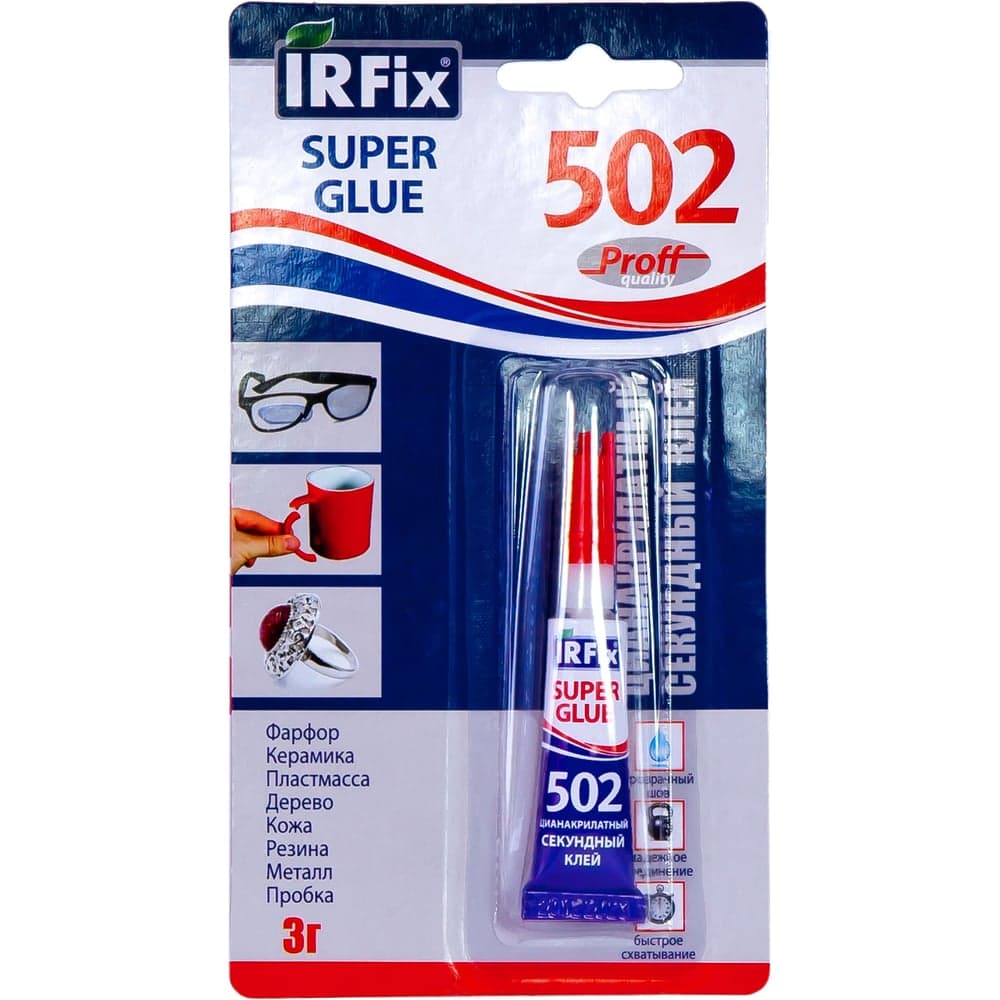 Клей секундный цианакрилатный IRFIX Super Glue 502 бесцветный, 3 гр 20072