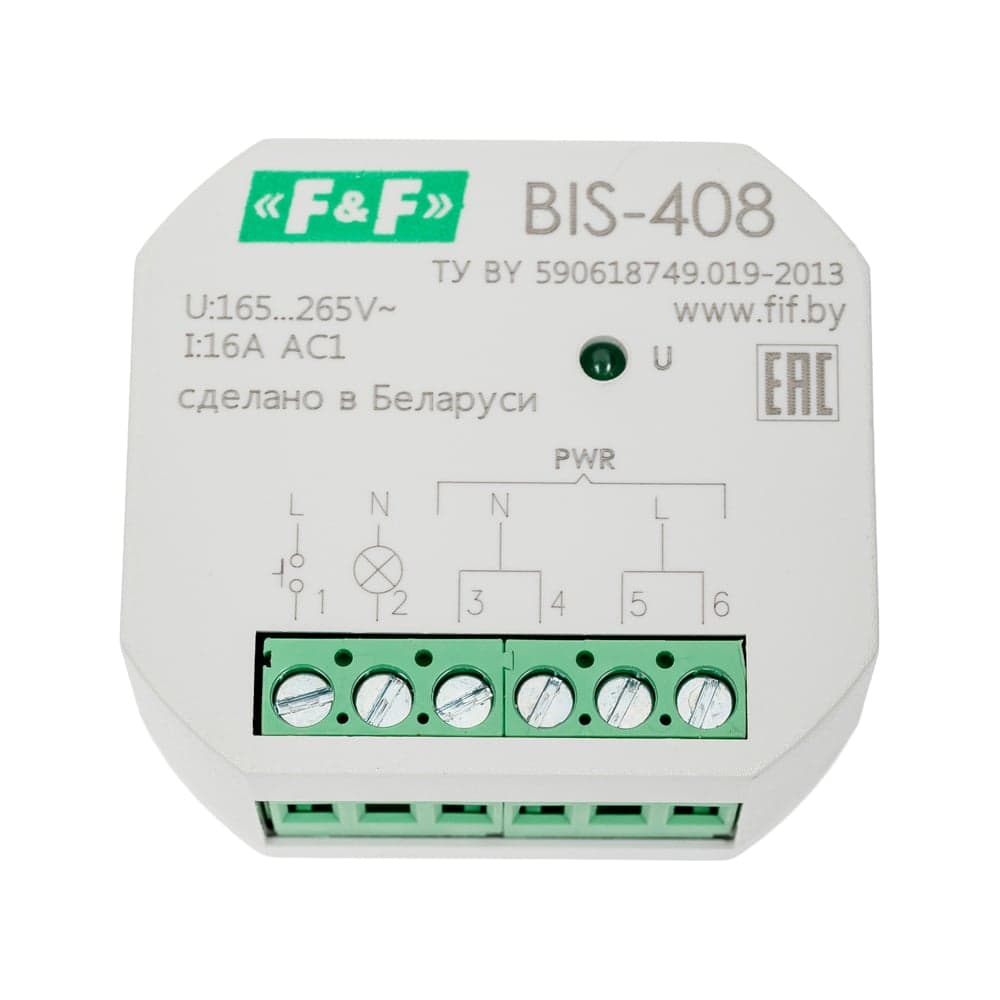 Реле импульсное (бистабильное) Евроавтоматика F&F BIS-408 Для установки в монтажную коробку O 60мм EA01.005.008