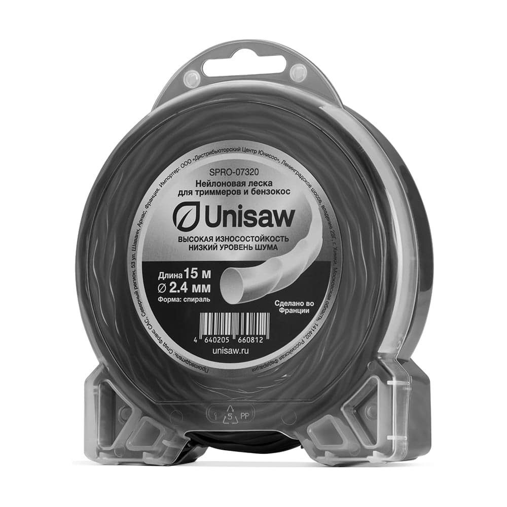Леска триммерная 2.4 мм, 15 м, спираль Unisaw SPRO-07320