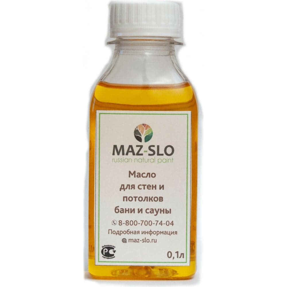 Масло для стен и потолков в бане и сауне MAZ-SLO цвет Махагон 100 мл 8065902