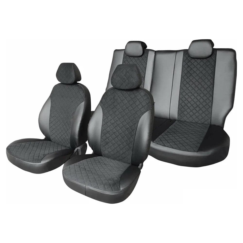 Чехлы на сиденья DEFLY Nissan Terrano, c 05.2017-2022, экокожа черная/замша черная ромб Nis5-2ZR