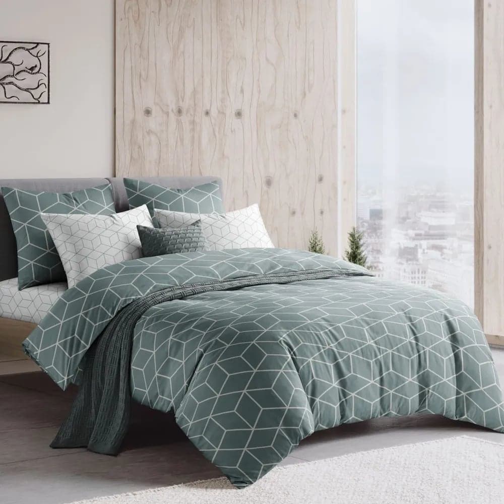Комплект постельного белья Guten Morgen бязь, рис.850-1, Lounge Green, евро, с наволочкой 70x70 см D-850-1-200-200-70