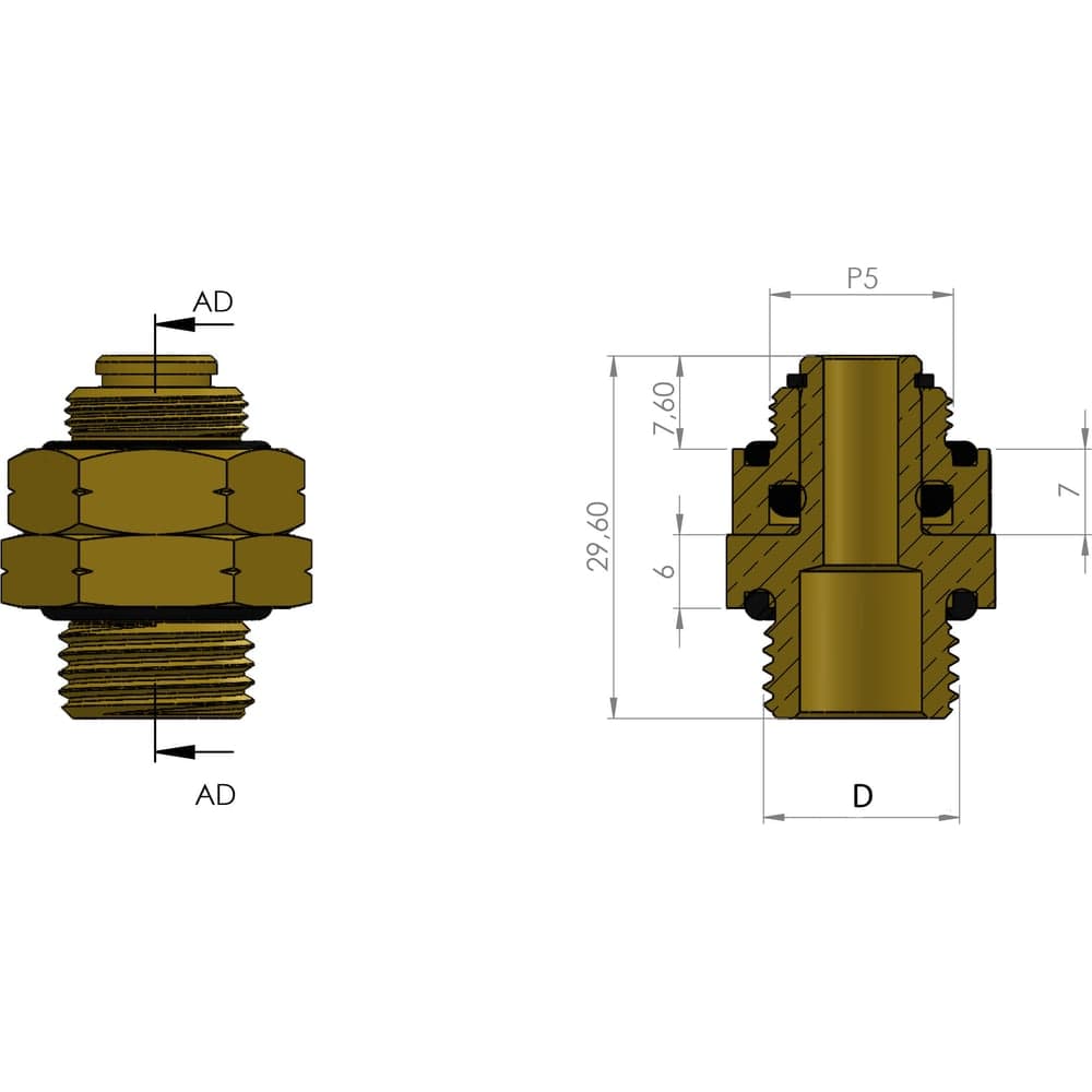 Фитинг шарнирный прямой P5 M16x1.5 ORPASAN ORP 4306