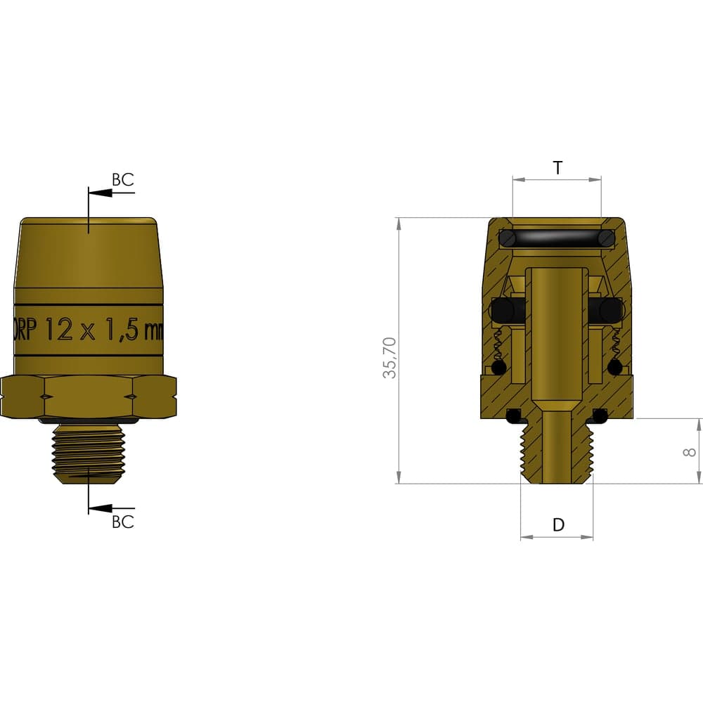 Фитинг прямой M14x1.5-12x1.5 мм 100 1214, 2800120901415 ORPASAN ORP 4184