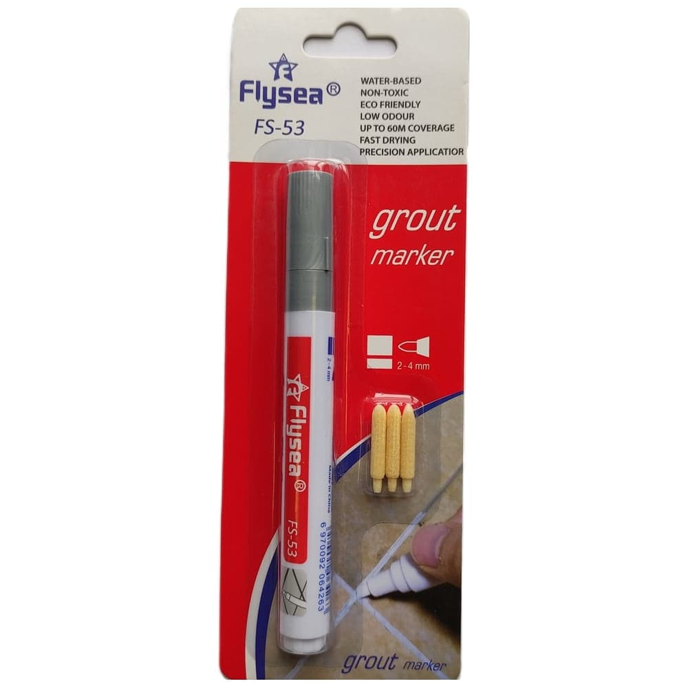 Маркер краска для плиточных швов FLYSEA Grout Marker (2-4 мм) + 3 запасных наконечника, серебряный FS-53Silver