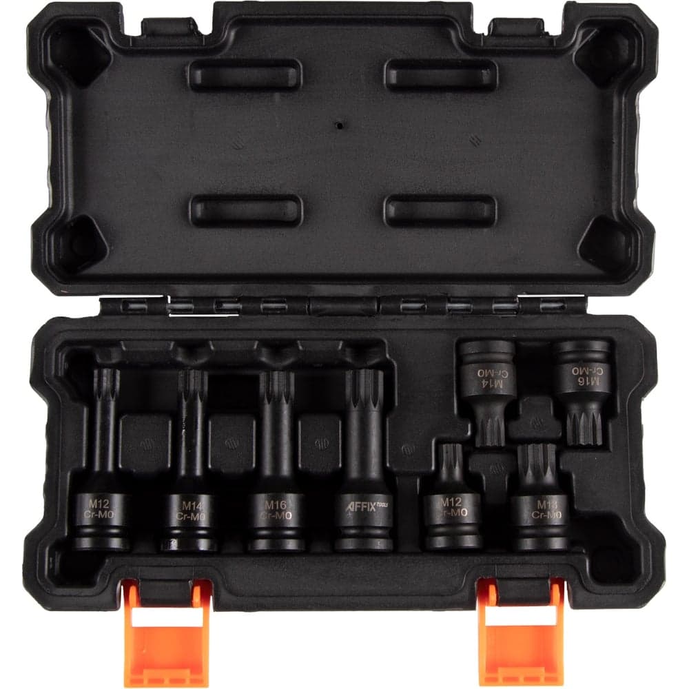 Набор ударных торцевых насадок 1/2"DR, Spline, M12-M18, L = 45-78 мм, кейс, 8 предметов AFFIX AF00746008C