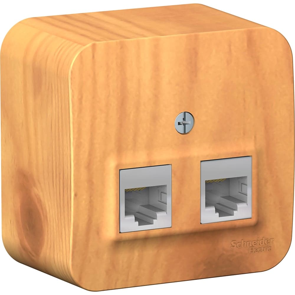 Двойная розетка Systeme Electric BLANCA, О/У, комплект RJ45 категория 5E + телефонный RJ11, ясень BLNIA045115